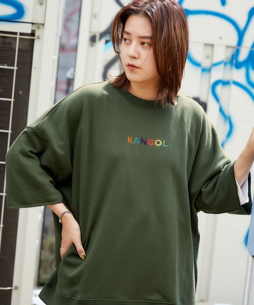 KANGOL（カンゴール）の「▽WEB限定 MONO-MART×KANGOL カンゴール ビッグシルエット プルオーバー スウェット (1/2 sleeve)（スウェット・メンズ・オフホワイト/ホワイト系その他/ブラック/ブラック系その他/杢グレー/ベージュ/ベージュ系その他/ダークグリーン/グリーン系その他/ブルー系その他/ホワイト系その他2/グレー系その他/ベージュ系その他2/パープル系その他/ピンク系その他/ベージュ系その他3/グリーン系その他2・FREE）」の19枚目の写真