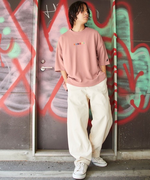 KANGOL（カンゴール）の「▽WEB限定 MONO-MART×KANGOL カンゴール ビッグシルエット プルオーバー スウェット (1/2 sleeve)（スウェット・メンズ・オフホワイト/ホワイト系その他/ブラック/ブラック系その他/杢グレー/ベージュ/ベージュ系その他/ダークグリーン/グリーン系その他/ブルー系その他/ホワイト系その他2/グレー系その他/ベージュ系その他2/パープル系その他/ピンク系その他/ベージュ系その他3/グリーン系その他2・FREE）」の22枚目の写真