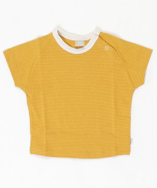 DILASH(ディラッシュ)の「先染めボーダー天竺 ミジンボーダーゆるっと半袖Tシャツ(Tシャツ/カットソー・キッズ・オフホワイト/ピンク/ブルー/イエロー/グリーン・120/130/110/90/80/140/100)」の4枚目の写真