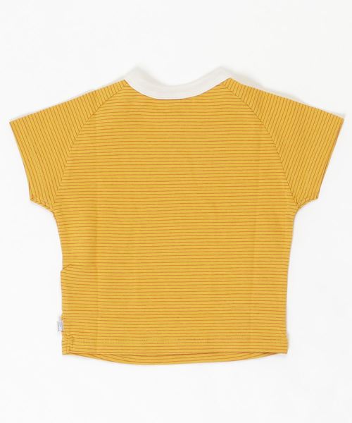 DILASH(ディラッシュ)の「先染めボーダー天竺 ミジンボーダーゆるっと半袖Tシャツ(Tシャツ/カットソー・キッズ・オフホワイト/ピンク/ブルー/イエロー/グリーン・120/130/110/90/80/140/100)」の6枚目の写真