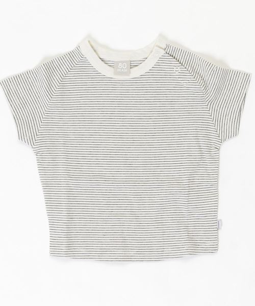 DILASH(ディラッシュ)の「先染めボーダー天竺 ミジンボーダーゆるっと半袖Tシャツ(Tシャツ/カットソー・キッズ・オフホワイト/ピンク/ブルー/イエロー/グリーン・120/130/110/90/80/140/100)」の11枚目の写真