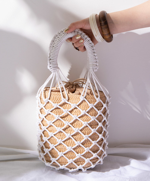 WEGO(ウィゴー)の「WEGO/メッシュバケツトートバッグ(トートバッグ・レディース・ブラック/ホワイト・FREE)」の1枚目の写真