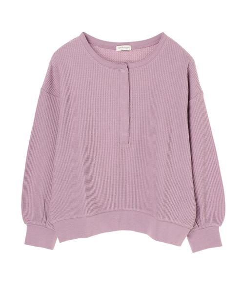 earth music&ecology（アースミュージックアンドエコロジー）の「オーガニックコットンホック付きヘンリープルオーバー＊（Tシャツ/カットソー・レディース・ブラック/ベージュ/ブラウン/アイボリー/ブルー/ラベンダー・FREE）」の7枚目の写真