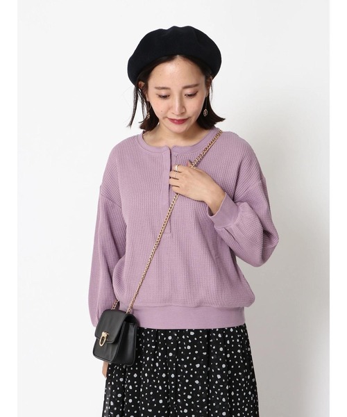 earth music&ecology（アースミュージックアンドエコロジー）の「オーガニックコットンホック付きヘンリープルオーバー＊（Tシャツ/カットソー・レディース・ブラック/ベージュ/ブラウン/アイボリー/ブルー/ラベンダー・FREE）」の6枚目の写真