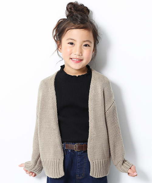 devirock(デビロック)の「ざっくりカーディガン(カーディガン/ボレロ・キッズ・ベージュ/チャコール/キャメル・150cm/160cm/130cm/140cm/110cm/120cm/100cm)」の3枚目の写真