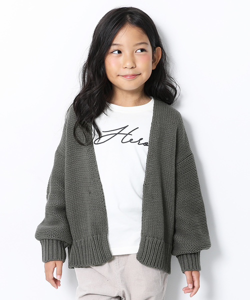 devirock(デビロック)の「ざっくりカーディガン(カーディガン/ボレロ・キッズ・ベージュ/チャコール/キャメル・150cm/160cm/130cm/140cm/110cm/120cm/100cm)」の2枚目の写真