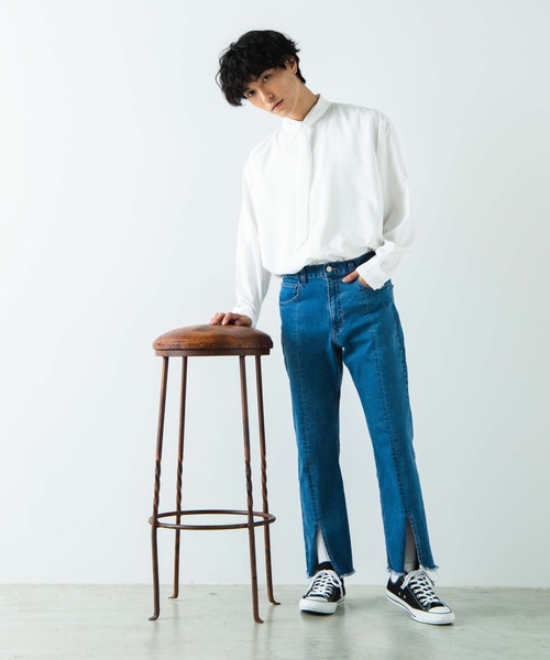 WEGO（ウィゴー）の「WEGO/タイ付きフライフロントシャツ（シャツ/ブラウス・メンズ・ホワイト/ブラック・MEDIUM/LARGE）」の6枚目の写真