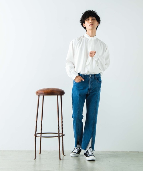 WEGO（ウィゴー）の「WEGO/タイ付きフライフロントシャツ（シャツ/ブラウス・メンズ・ホワイト/ブラック・MEDIUM/LARGE）」の7枚目の写真