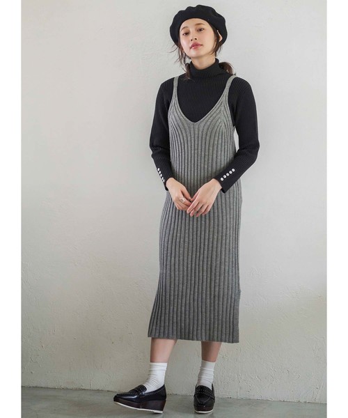 GeeRA(ジーラ)の「ニットキャミワンピース(ワンピース・レディース・ブラック/グレー/キャメル・MEDIUM/X-LARGE/LARGE)」の6枚目の写真