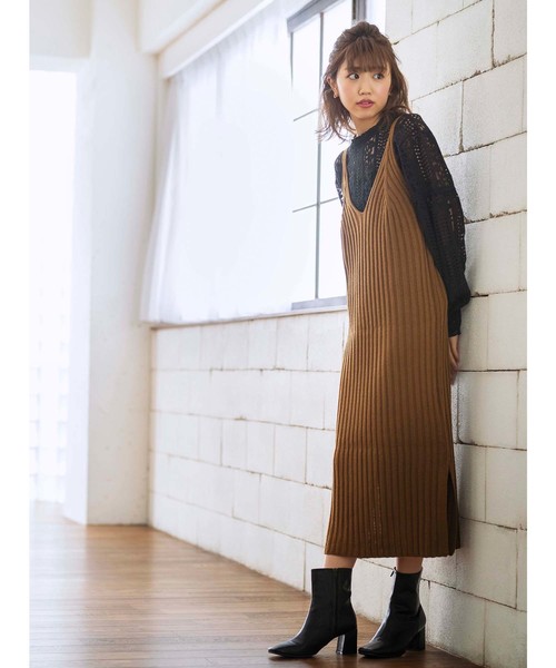 GeeRA(ジーラ)の「ニットキャミワンピース(ワンピース・レディース・ブラック/グレー/キャメル・MEDIUM/X-LARGE/LARGE)」の9枚目の写真