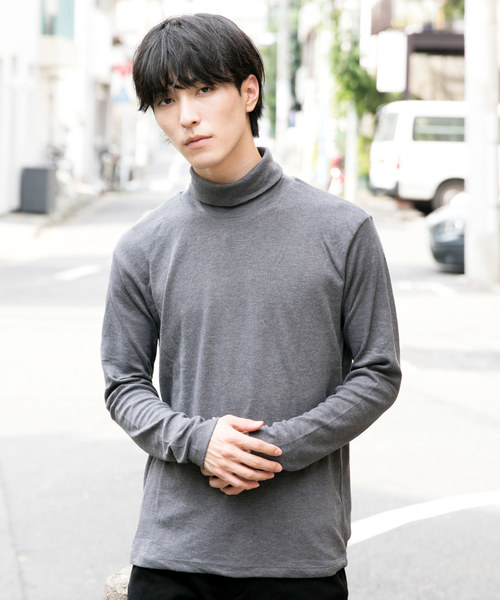 TopIsm（トップイズム）の「タートルネック スムース起毛 カットソー Tシャツ（Tシャツ/カットソー・メンズ・ホワイト/ブラック/チャコール/グレー・LL/M/L）」の4枚目の写真
