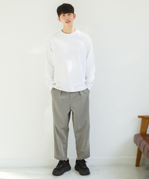 HANES(ヘインズ)の「HANES(ヘインズ) / BEEFY ビーフィー コットン クルーネック ロングスリーブTシャツ ロンT(Tシャツ/カットソー・メンズ・杢グレー/マルーン/パープル/ネイビー/ダークグリーン/ホワイト/ブラック/サンドベージュ/オレンジ/チャコール・L/XL/S/M)」の11枚目の写真