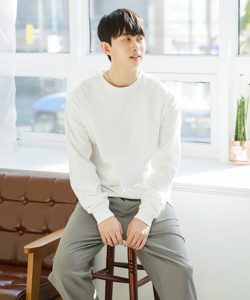 HANES(ヘインズ)の「HANES(ヘインズ) / BEEFY ビーフィー コットン クルーネック ロングスリーブTシャツ ロンT(Tシャツ/カットソー・メンズ・杢グレー/マルーン/パープル/ネイビー/ダークグリーン/ホワイト/ブラック/サンドベージュ/オレンジ/チャコール・L/XL/S/M)」の14枚目の写真