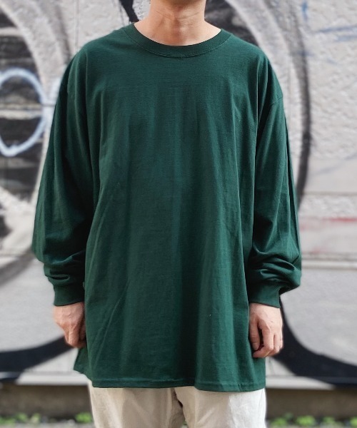 HANES(ヘインズ)の「HANES(ヘインズ) / BEEFY ビーフィー コットン クルーネック ロングスリーブTシャツ ロンT(Tシャツ/カットソー・メンズ・杢グレー/マルーン/パープル/ネイビー/ダークグリーン/ホワイト/ブラック/サンドベージュ/オレンジ/チャコール・L/XL/S/M)」の18枚目の写真