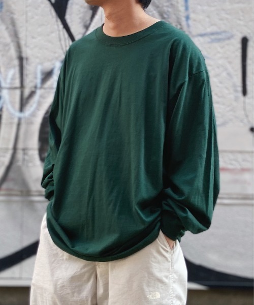 HANES(ヘインズ)の「HANES(ヘインズ) / BEEFY ビーフィー コットン クルーネック ロングスリーブTシャツ ロンT(Tシャツ/カットソー・メンズ・杢グレー/マルーン/パープル/ネイビー/ダークグリーン/ホワイト/ブラック/サンドベージュ/オレンジ/チャコール・L/XL/S/M)」の19枚目の写真