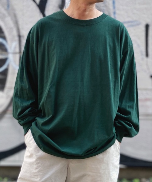 HANES(ヘインズ)の「HANES(ヘインズ) / BEEFY ビーフィー コットン クルーネック ロングスリーブTシャツ ロンT(Tシャツ/カットソー・メンズ・杢グレー/マルーン/パープル/ネイビー/ダークグリーン/ホワイト/ブラック/サンドベージュ/オレンジ/チャコール・L/XL/S/M)」の21枚目の写真