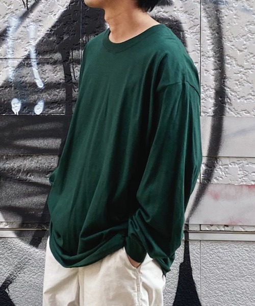 HANES(ヘインズ)の「HANES(ヘインズ) / BEEFY ビーフィー コットン クルーネック ロングスリーブTシャツ ロンT(Tシャツ/カットソー・メンズ・杢グレー/マルーン/パープル/ネイビー/ダークグリーン/ホワイト/ブラック/サンドベージュ/オレンジ/チャコール・L/XL/S/M)」の20枚目の写真