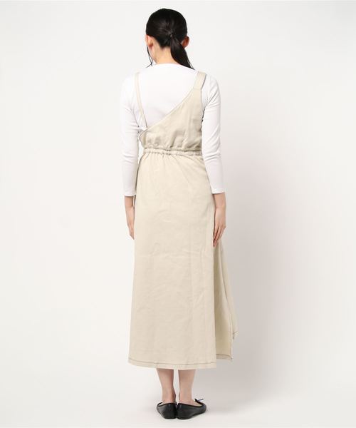 KOBE LETTUCE（コウベレタス）の「ワンショルスリットデザインジャンスカワンピース（ジャンパースカート・レディース・ブラウン/ホワイト系その他/インディゴブルー/ブラック・FREE）」の6枚目の写真