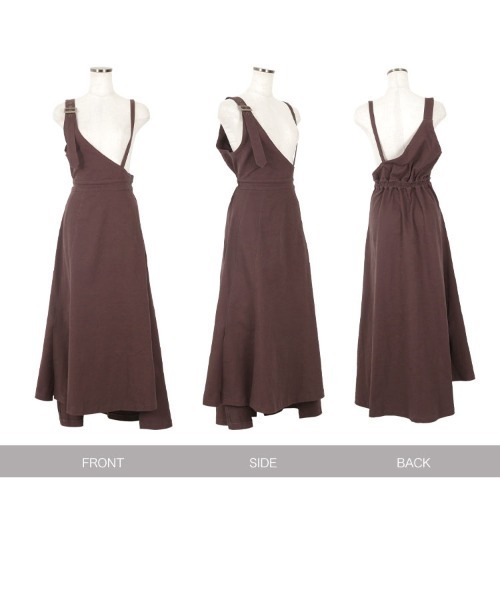 KOBE LETTUCE（コウベレタス）の「ワンショルスリットデザインジャンスカワンピース（ジャンパースカート・レディース・ブラウン/ホワイト系その他/インディゴブルー/ブラック・FREE）」の13枚目の写真