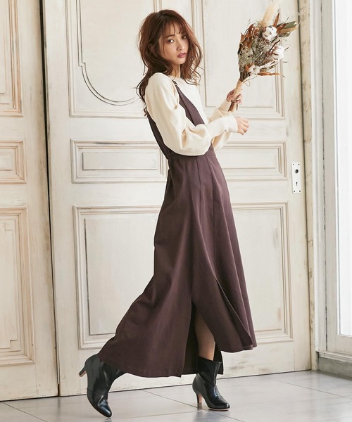 KOBE LETTUCE（コウベレタス）の「ワンショルスリットデザインジャンスカワンピース（ジャンパースカート・レディース・ブラウン/ホワイト系その他/インディゴブルー/ブラック・FREE）」の17枚目の写真