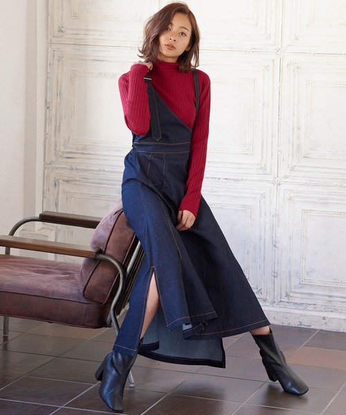 KOBE LETTUCE（コウベレタス）の「ワンショルスリットデザインジャンスカワンピース（ジャンパースカート・レディース・ブラウン/ホワイト系その他/インディゴブルー/ブラック・FREE）」の16枚目の写真