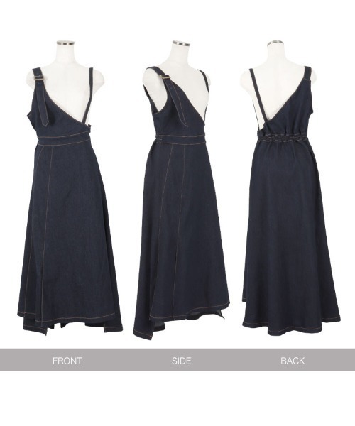 KOBE LETTUCE（コウベレタス）の「ワンショルスリットデザインジャンスカワンピース（ジャンパースカート・レディース・ブラウン/ホワイト系その他/インディゴブルー/ブラック・FREE）」の21枚目の写真