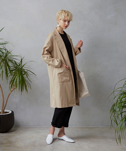 Libra Cue（リブラ キュー）の「Libra ワンボタンロングジャケット（テーラードジャケット・レディース・ベージュ/ネイビー/ブラウン・FREE）」の4枚目の写真