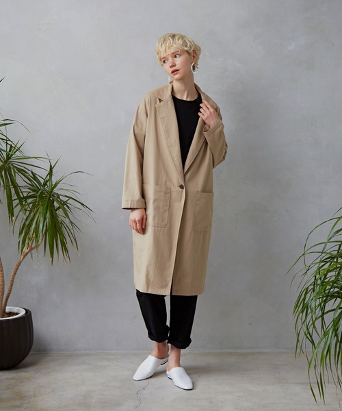 Libra Cue（リブラ キュー）の「Libra ワンボタンロングジャケット（テーラードジャケット・レディース・ベージュ/ネイビー/ブラウン・FREE）」の7枚目の写真