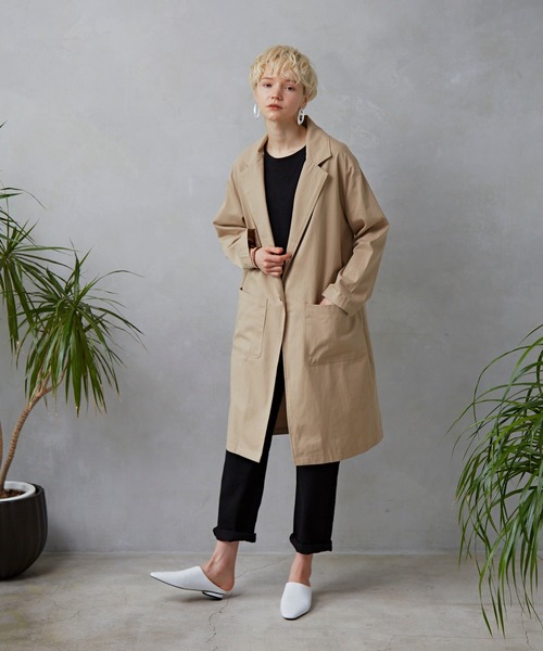 Libra Cue（リブラ キュー）の「Libra ワンボタンロングジャケット（テーラードジャケット・レディース・ベージュ/ネイビー/ブラウン・FREE）」の10枚目の写真