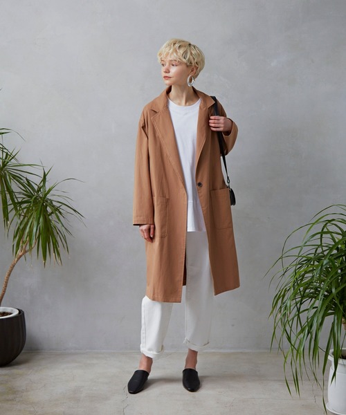 Libra Cue（リブラ キュー）の「Libra ワンボタンロングジャケット（テーラードジャケット・レディース・ベージュ/ネイビー/ブラウン・FREE）」の14枚目の写真