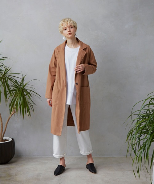 Libra Cue（リブラ キュー）の「Libra ワンボタンロングジャケット（テーラードジャケット・レディース・ベージュ/ネイビー/ブラウン・FREE）」の15枚目の写真