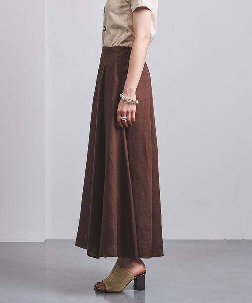 美品【UNITED ARROWS】リネンマキシスカート ブラウン３８ UNITED ARROWS（ユナイテッドアローズ）の「UWCS リネン マキシ