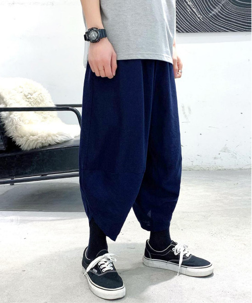neos（ネオス）の「【neos -addictive design-】バルーンシルエット フレンチリネン アンクル クロップド サルエルパンツ（その他パンツ・メンズ・ホワイト/ブラック/ベージュ/ネイビー/カーキ/サックスブルー/ピンク/ブラック系その他/ブルー系その他/ブラック系その他2・MEDIUM/LARGE/X-LARGE/XX-LARGE/XXX-LARGE/XXXXX-LARGE/XXXX-LARGE）」の13枚目の写真