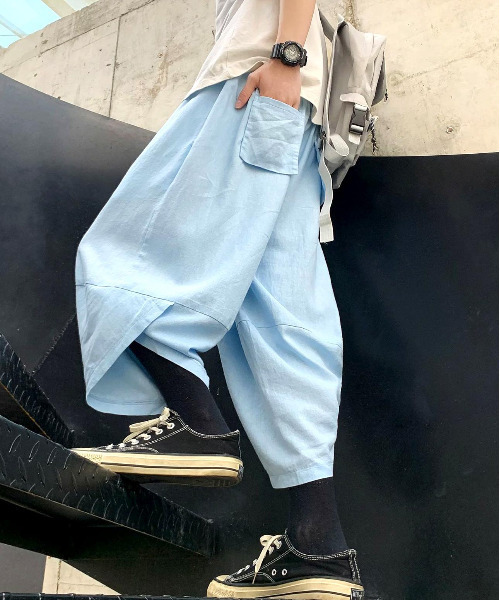 neos（ネオス）の「【neos -addictive design-】バルーンシルエット フレンチリネン アンクル クロップド サルエルパンツ（その他パンツ・メンズ・ホワイト/ブラック/ベージュ/ネイビー/カーキ/サックスブルー/ピンク/ブラック系その他/ブルー系その他/ブラック系その他2・MEDIUM/LARGE/X-LARGE/XX-LARGE/XXX-LARGE/XXXXX-LARGE/XXXX-LARGE）」の15枚目の写真