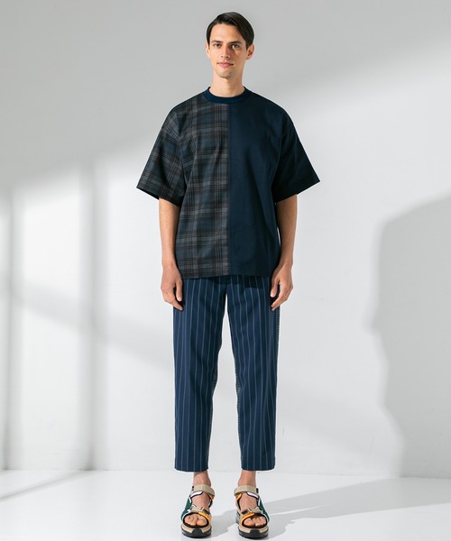 UNITED TOKYO(ユナイテッドトウキョウ)の「バイカラーチェックTシャツ/ビックシルエット(Tシャツ/カットソー・メンズ・ネイビー/グレー・1/2/3)」の6枚目の写真