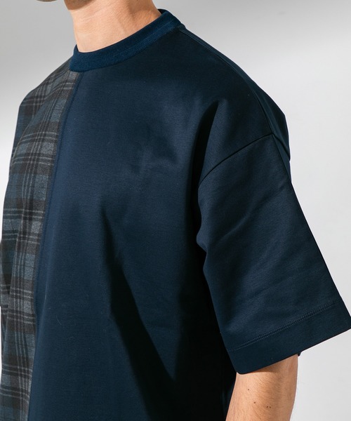 UNITED TOKYO(ユナイテッドトウキョウ)の「バイカラーチェックTシャツ/ビックシルエット(Tシャツ/カットソー・メンズ・ネイビー/グレー・1/2/3)」の9枚目の写真