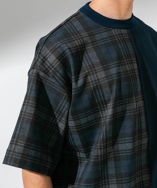 UNITED TOKYO(ユナイテッドトウキョウ)の「バイカラーチェックTシャツ/ビックシルエット(Tシャツ/カットソー・メンズ・ネイビー/グレー・1/2/3)」の7枚目の写真