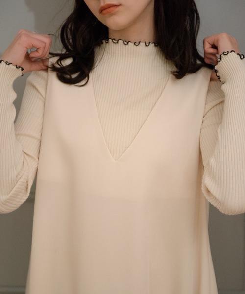 flowriri(フロウリリ)の「flowriri Vネックノースリロングワンピース(ワンピース・レディース・ブラック/モカ/アイボリー・FREE)」の16枚目の写真