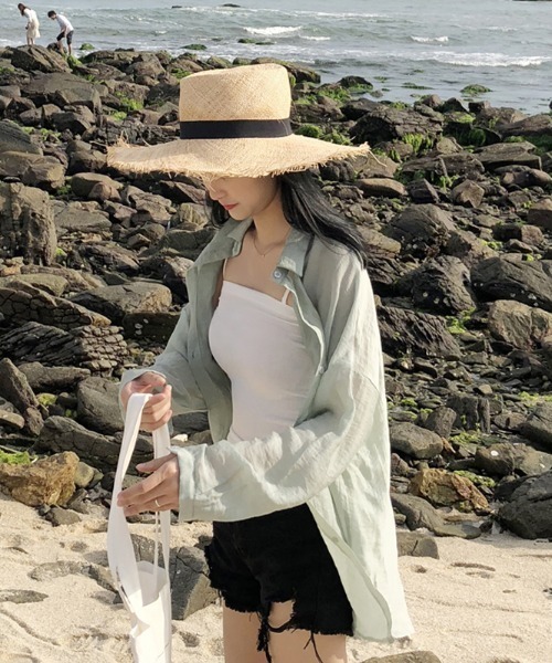 MANGROVE(マングローブ)の「くすみカラーシアーシャツ(シャツ/ブラウス・レディース・ホワイト/グリーン/ピンク・MEDIUM/LARGE)」の11枚目の写真