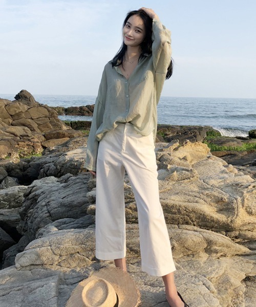 MANGROVE(マングローブ)の「くすみカラーシアーシャツ(シャツ/ブラウス・レディース・ホワイト/グリーン/ピンク・MEDIUM/LARGE)」の8枚目の写真