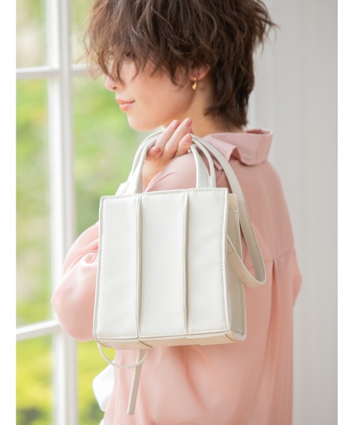 fifth(フィフス)の「スクエアデザインカラー2wayショルダーバッグ(ショルダーバッグ・レディース・オレンジ/グリーン/ホワイト・FREE)」の2枚目の写真