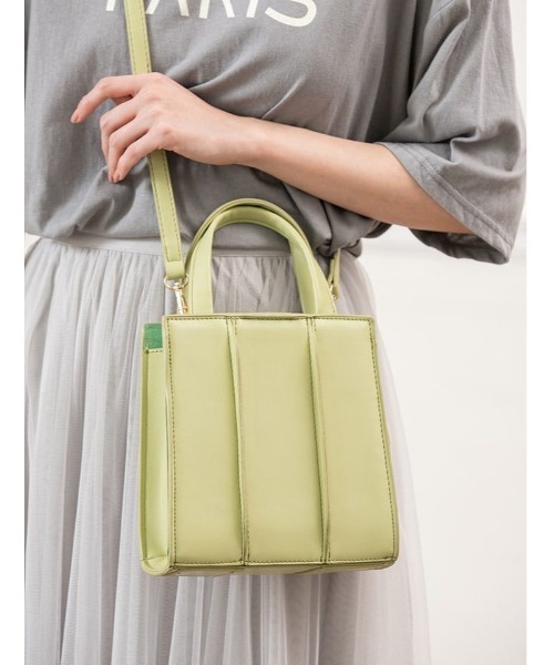 fifth(フィフス)の「スクエアデザインカラー2wayショルダーバッグ(ショルダーバッグ・レディース・オレンジ/グリーン/ホワイト・FREE)」の3枚目の写真