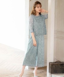 スカラップオールレースセットアップパンツドレス