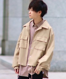 anown | フロントポケット袖ボリューム CPO オーバーサイズ ドロップショルダー ジャケット【ファッションインフルエンサーこめ×anown 限定コラボ】(ブルゾン)