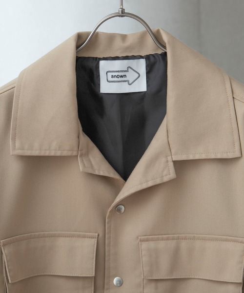 anown（アノン）の「フロントポケット袖ボリューム CPO オーバーサイズ ドロップショルダー ジャケット【ファッションインフルエンサーこめ×anown 限定コラボ】（ブルゾン・メンズ・ブラック/ベージュ/チェック・M/L）」の13枚目の写真