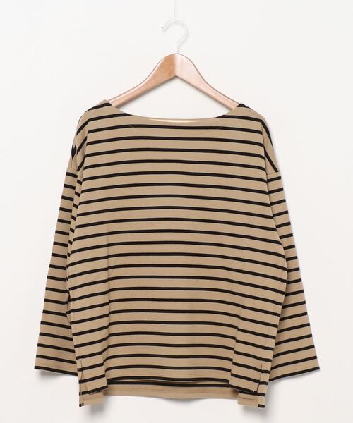TIGORA(ティゴラ)の「ティゴラ TIGORA SMART ボートネックTシャツ TR-9C2640CLボSM(Tシャツ/カットソー・レディース・ベージュ/ブラック×ホワイト・L/M/S/XL)」の2枚目の写真