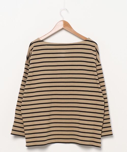 TIGORA(ティゴラ)の「ティゴラ TIGORA SMART ボートネックTシャツ TR-9C2640CLボSM(Tシャツ/カットソー・レディース・ベージュ/ブラック×ホワイト・L/M/S/XL)」の4枚目の写真