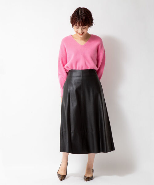 NOLLEY’S Sophi（ノーリーズソフィ）の「レザーフレアスカート（スカート・レディース・ブラック/ベージュ・36/38）」の16枚目の写真