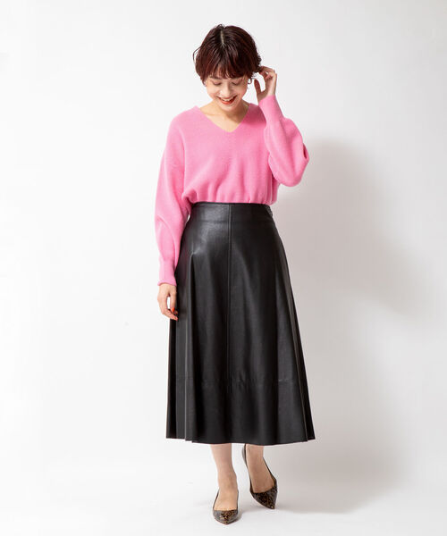 NOLLEY’S Sophi（ノーリーズソフィ）の「レザーフレアスカート（スカート・レディース・ブラック/ベージュ・36/38）」の19枚目の写真