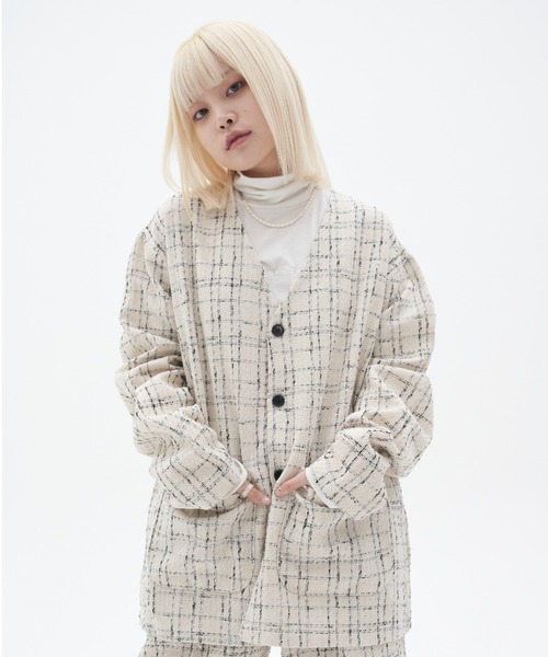 FEKETE（フェケテ）の「FEKETE NO COLLAR TWEED JACKET（SET-UP